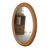 Vintage oval mirror in beech from the 70s/80s.