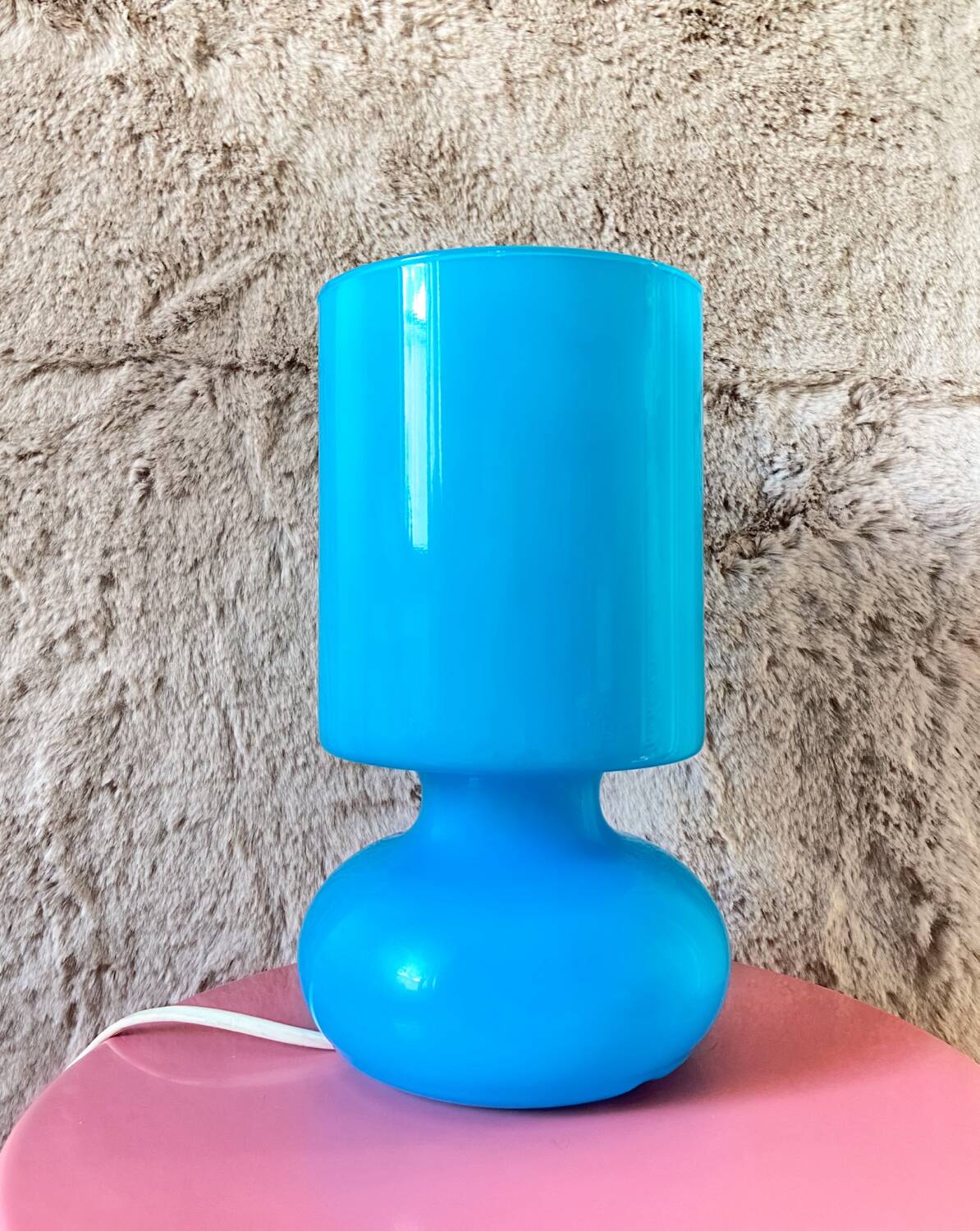 Blue blown glass lamp IKEA vintage model Lykta