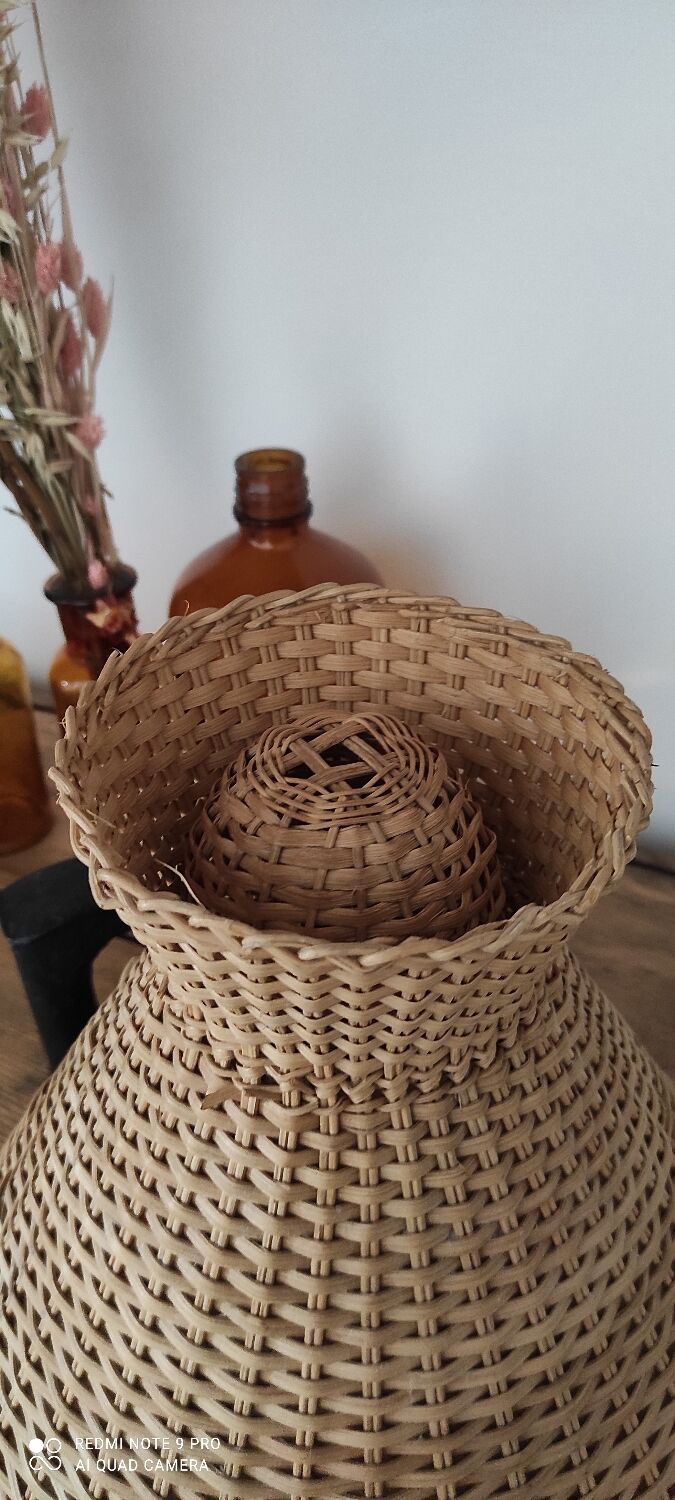 Abat jour rotin osier vintage