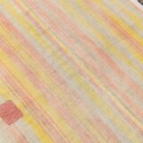 5x7 Pale Red & Yellow Striped Kilim Rug, 147x229Cm