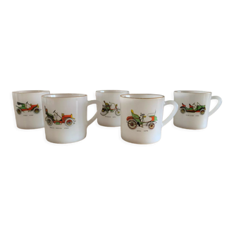 Lot 5 tasses arcopal France véhicules