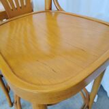 Ensemble de 4 chaises hautes de bar vintage en bois courbé avec accoudoirs / Couleur bois naturel