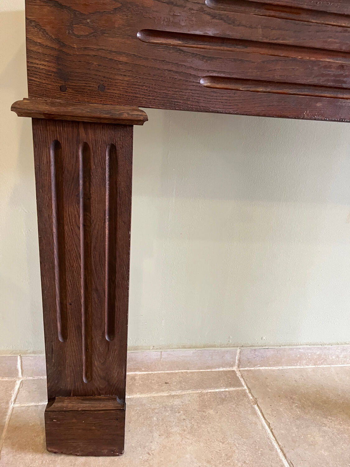 Antique wooden fireplace mantel