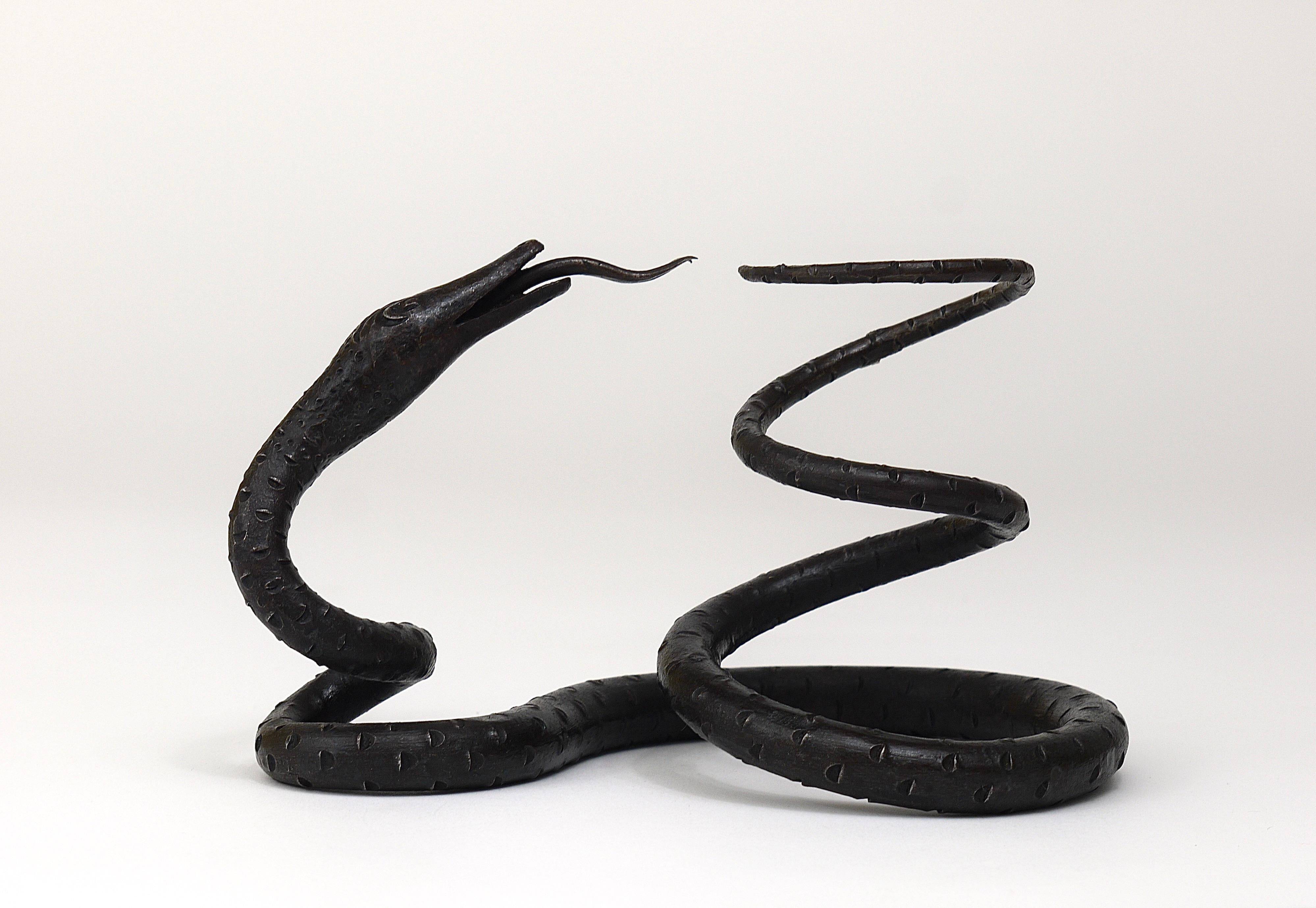 Sculpture of a serpent or wrought iron serpent in the style of Edgar Brandt, Austria, 1920s.