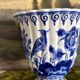 Delft planter vase with cobalt blue decoration.