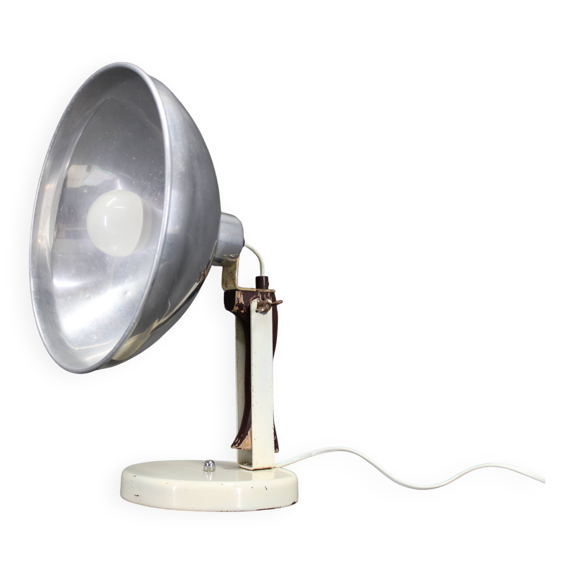 1950s Table Lamp with Aluminium Lampshade, Czechoslovakia