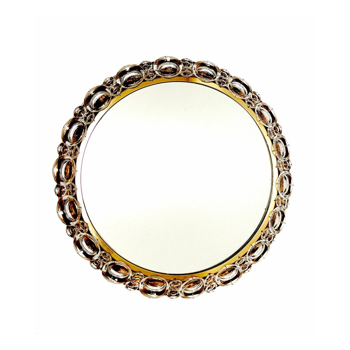 Vintage illuminated crystal brass mirror, 1960s
