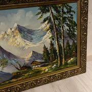 Tableau peinture montagne signée 1950/60