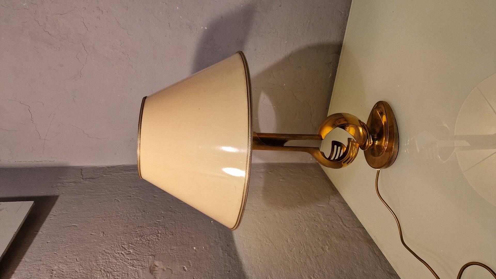 Lampe de table en laiton avec décoration informelle, années 1960