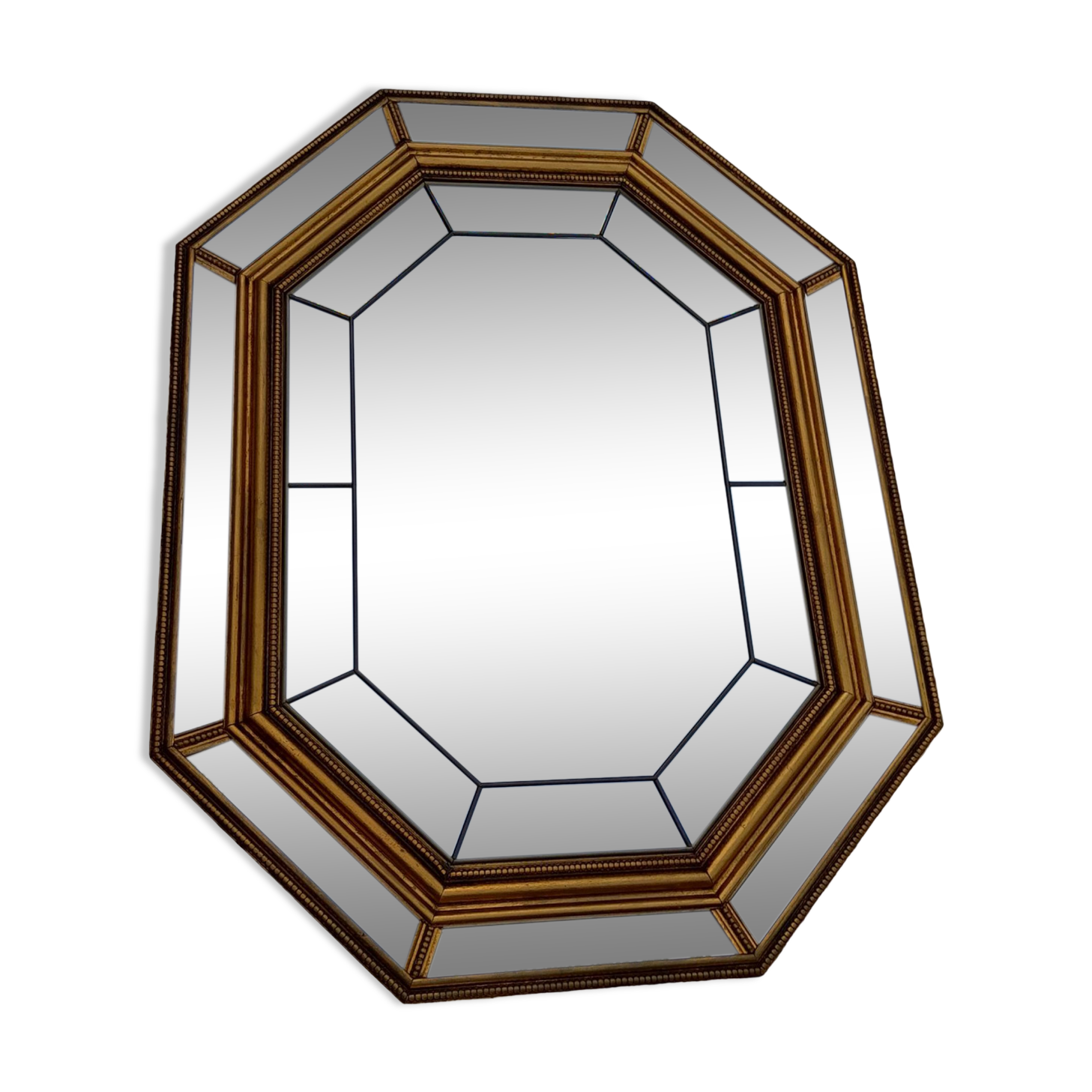 Venetian mirror 70s in wood and brass 69x90cm