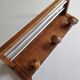 Vintage wall mounted coat rack in wood and metal, 3 hooks, retro style