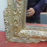 19th century wood and gilded stucco mirror