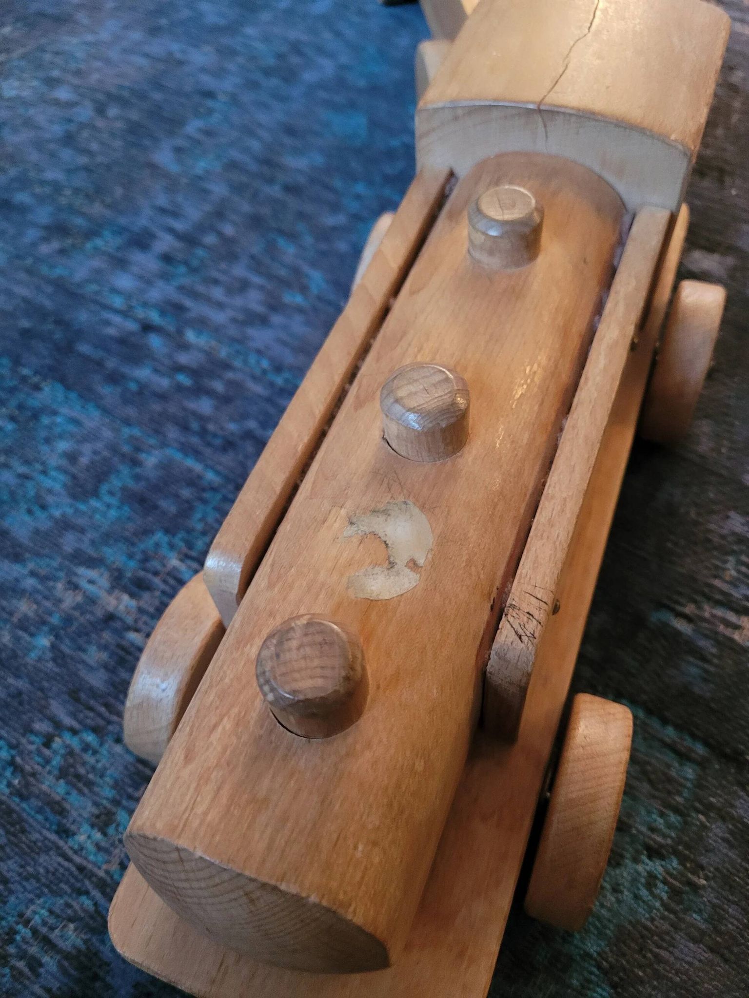 Train en bois ancien - jouet en hêtre
