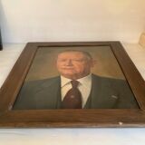 Large portrait painting of a man, oil on canvas, signed.