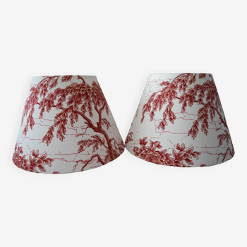 Pair of jouy bordo canvas lampshades