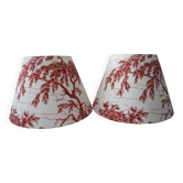 Paire des abat-jours toile jouy bordo