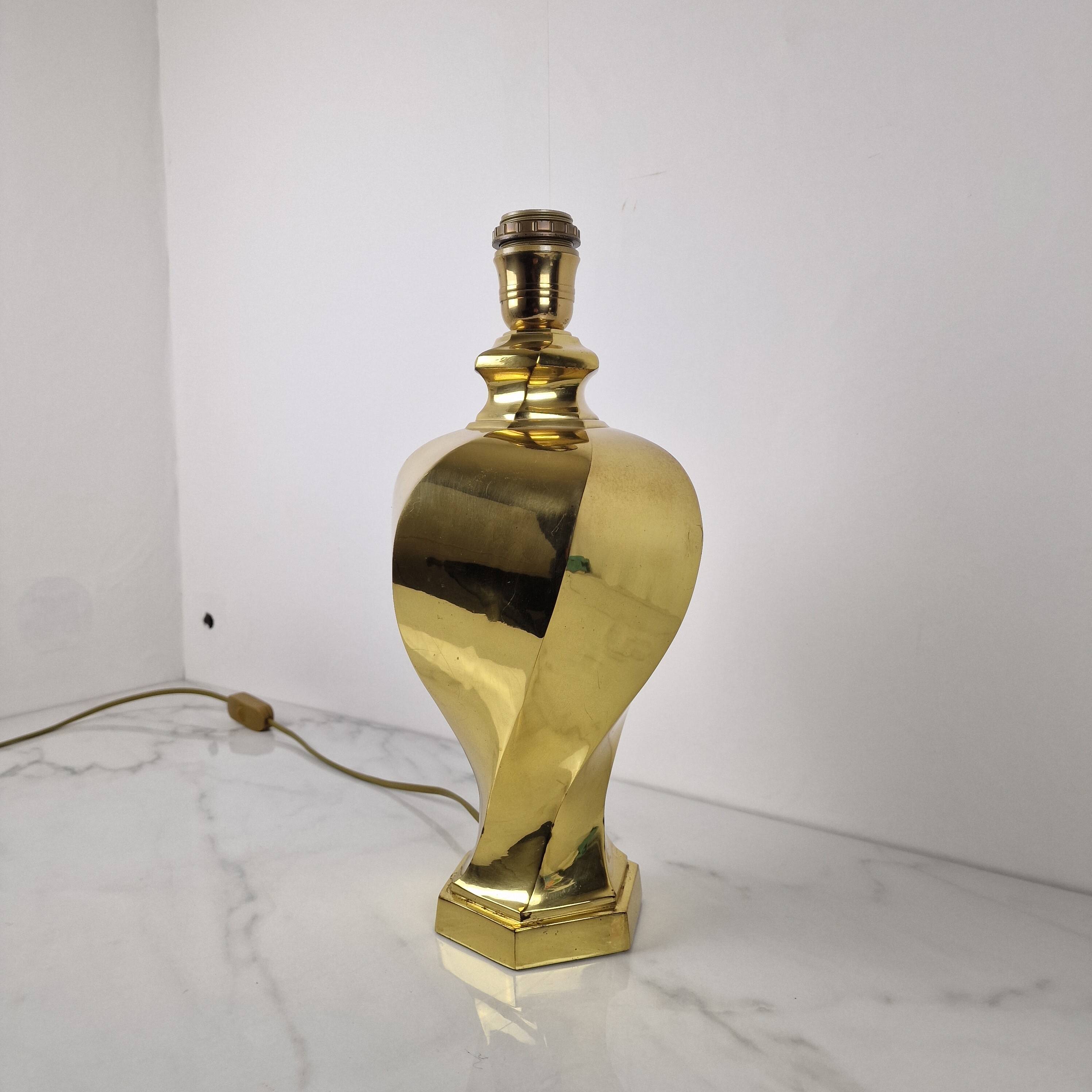 Sculptural Brass Table Lamp, Heavy Quality, Without Shade
