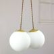 Mid-Century Italian Brass & Opaline Cluster of Lamps