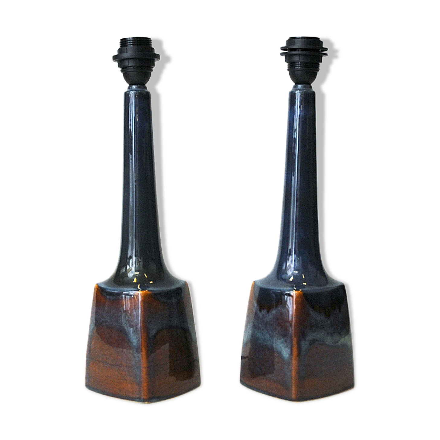Danish ceramic tablelamp pair Burgundia by Søholm Keramik, Bornholm 1970s