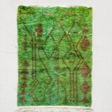 Green Beni Ouarain Berber rug with brown patterns, 1.45x1.10m