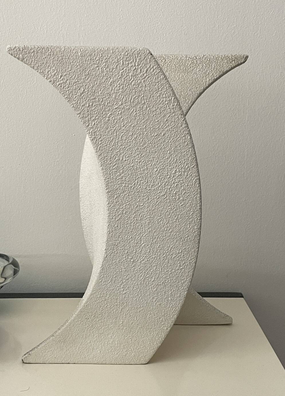white vase Sculptural Wave -Ceramic - Roberto Rigon - Italy - 1960-70