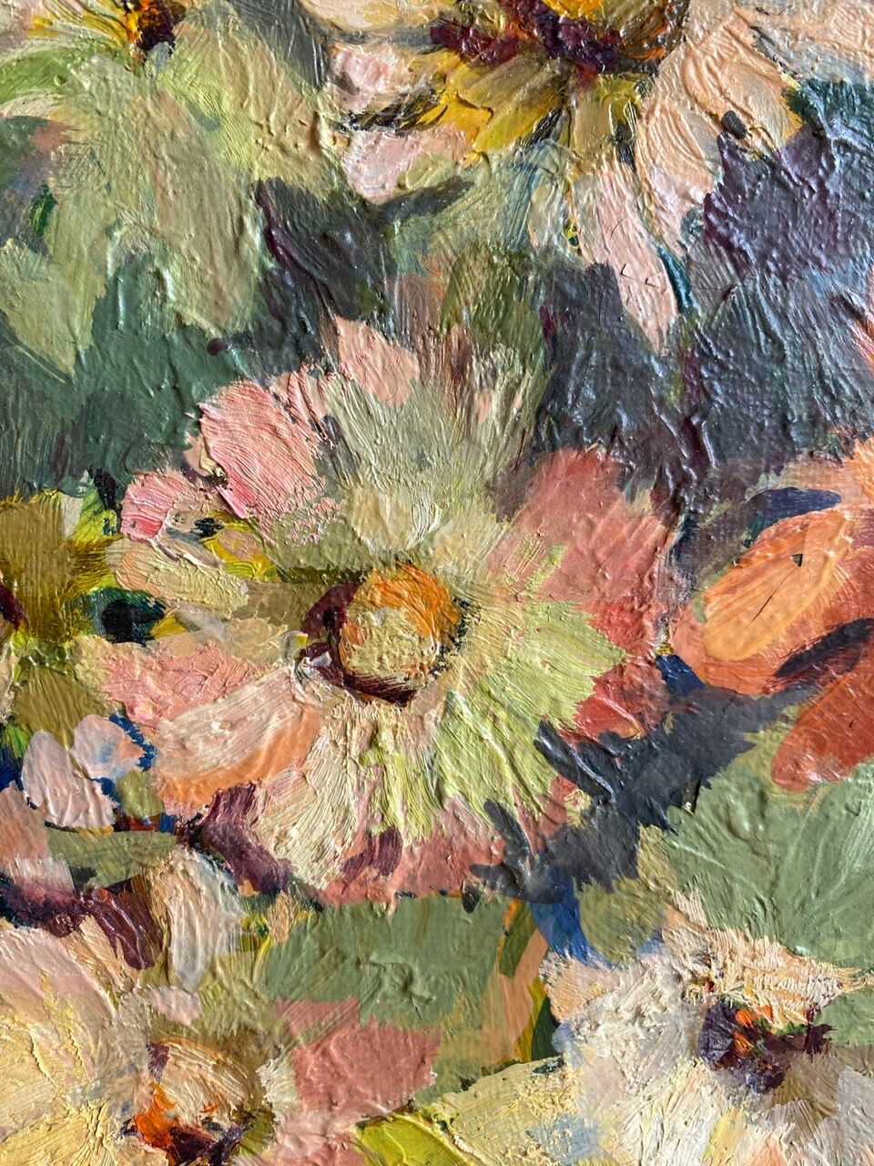 Antique painting, Still life with wild flowers, signed, 20th century