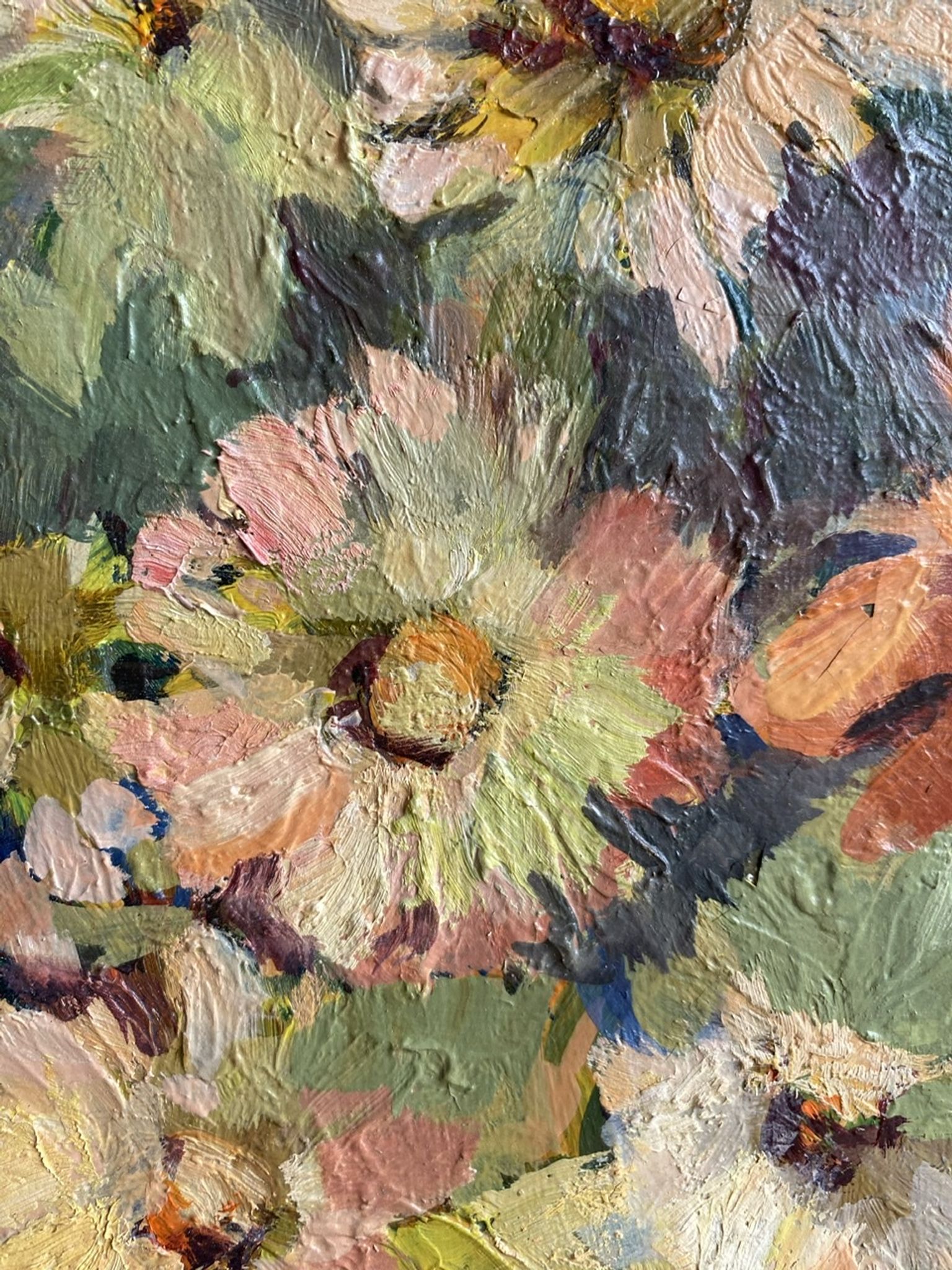 Antique painting, Still life with wild flowers, signed, 20th century