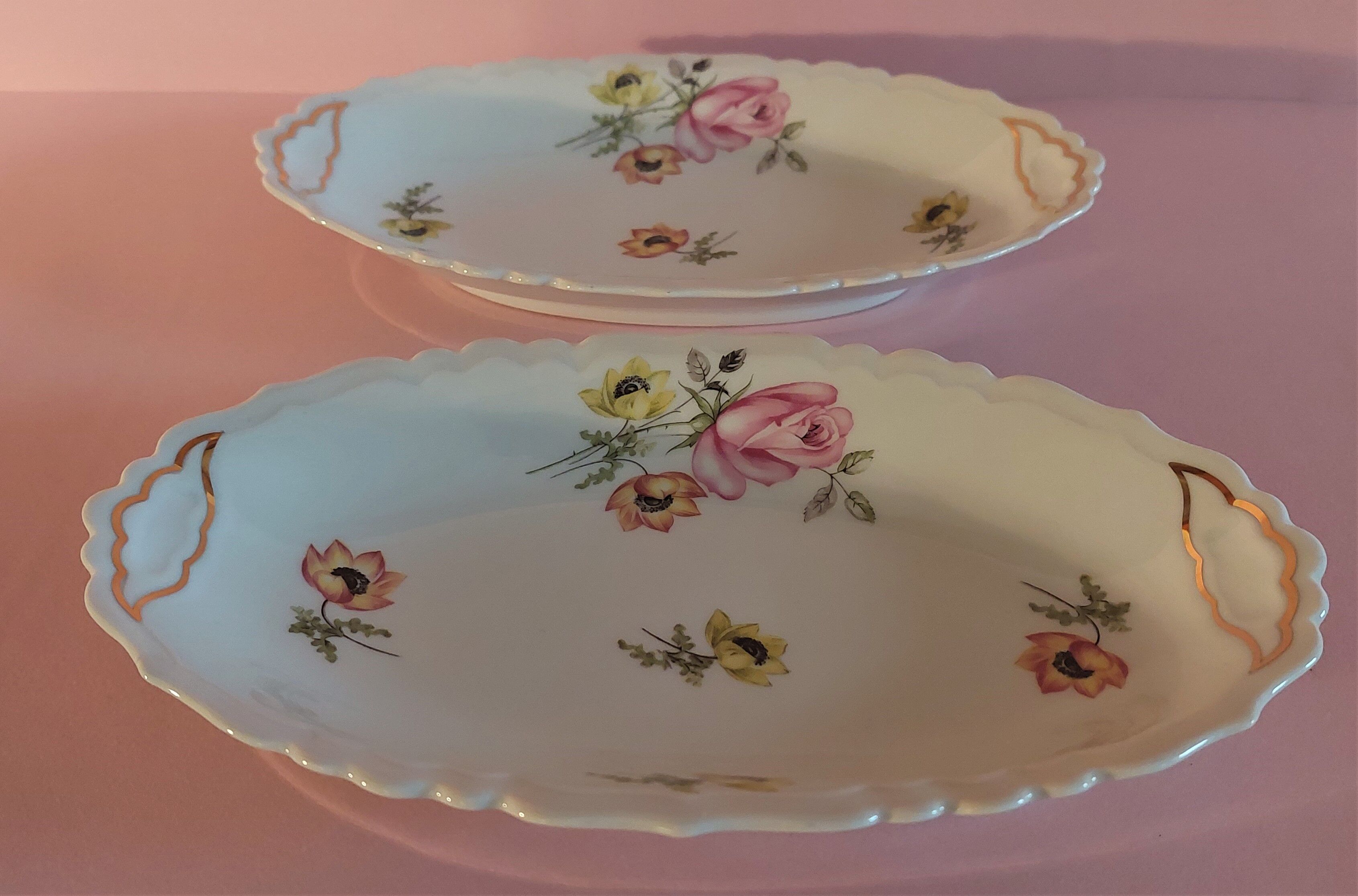 Dishes raviers lot of two porcelain of Limoges Charbernaud and Larcher