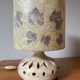 Vintage openwork ceramic lamp and lampshade in dried flowers 70