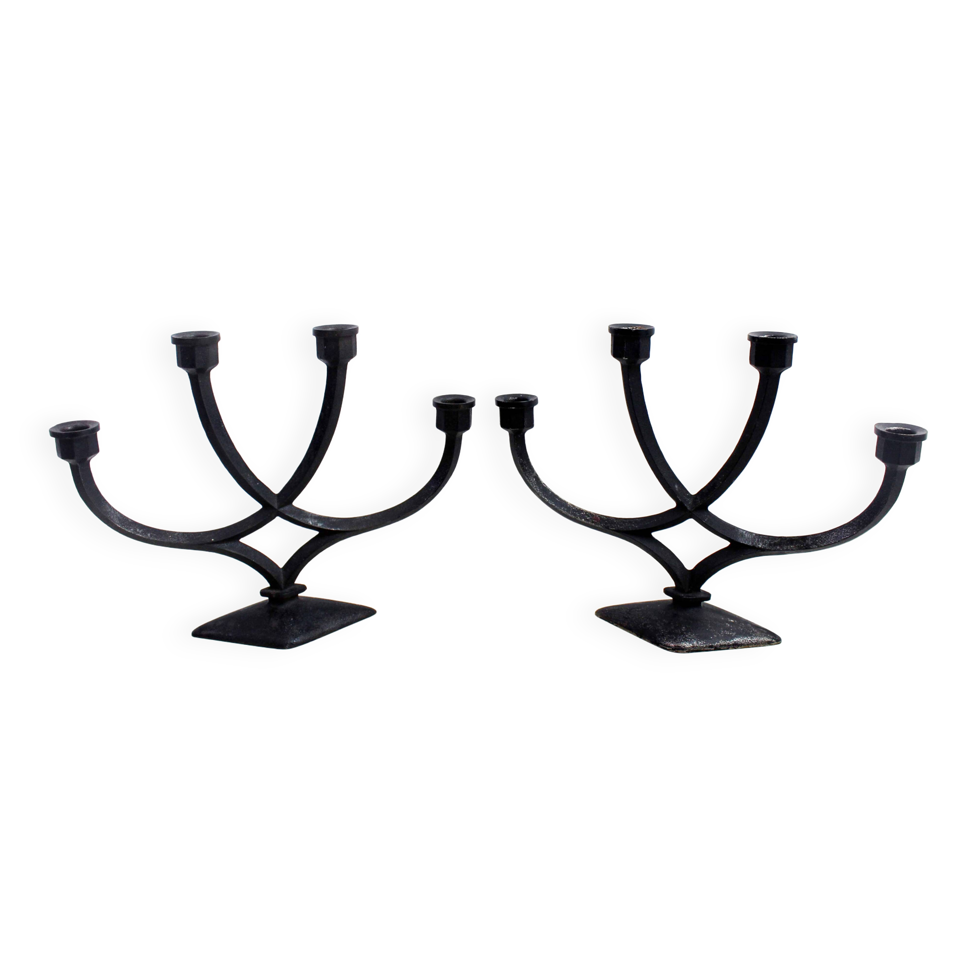 Pair of Scandinavian cast iron candlesticks 1970