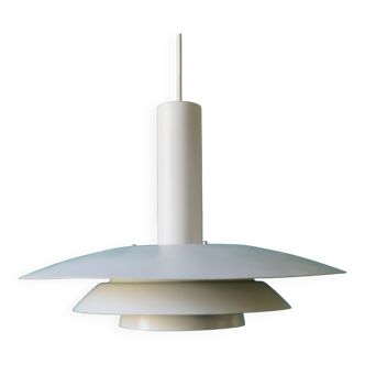 1970s pendant light in white lacquered metal. Denmark 1975