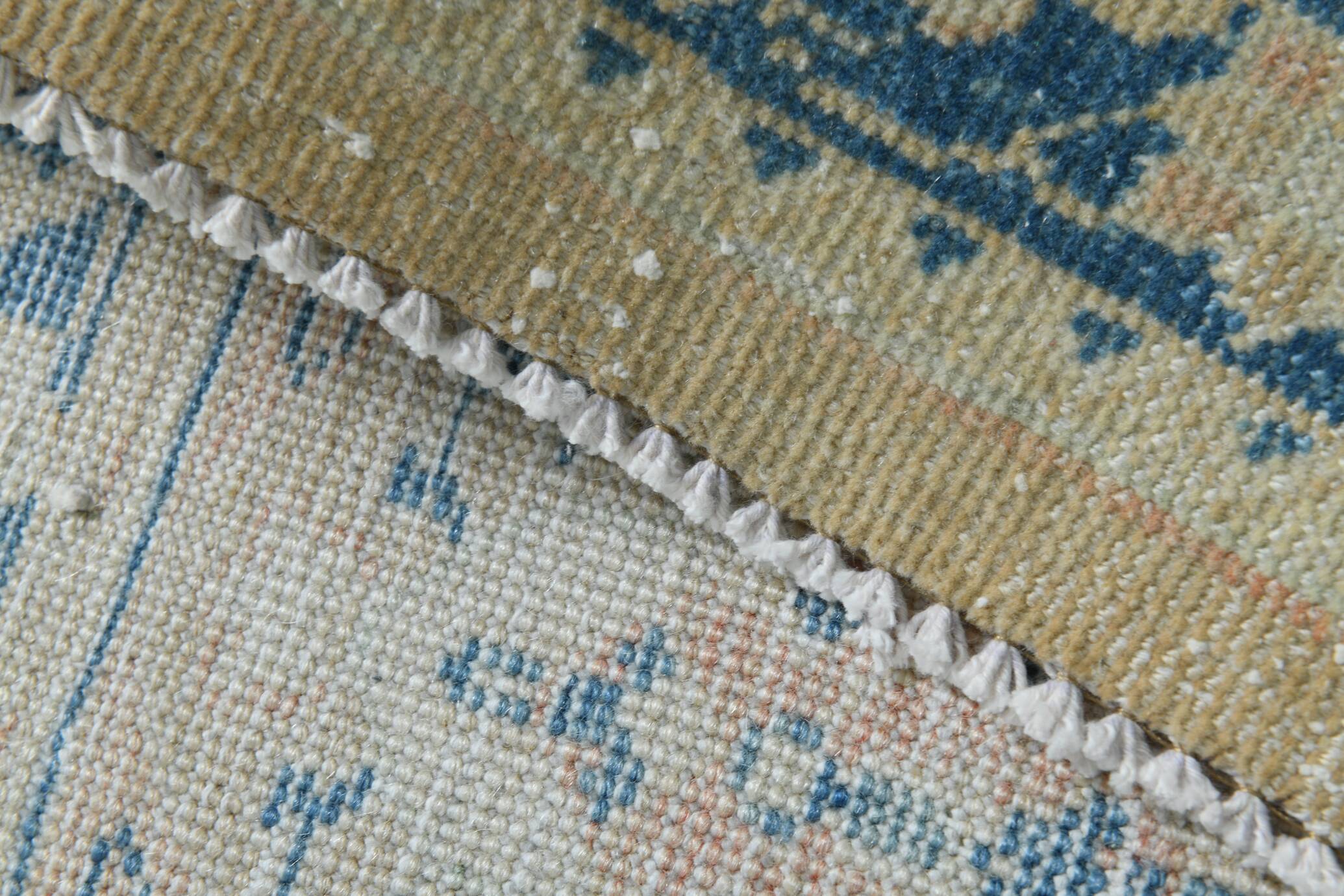 Tapis Persan Vintage Beige Et Bleu à Motifs Floraux, 301x388Cm