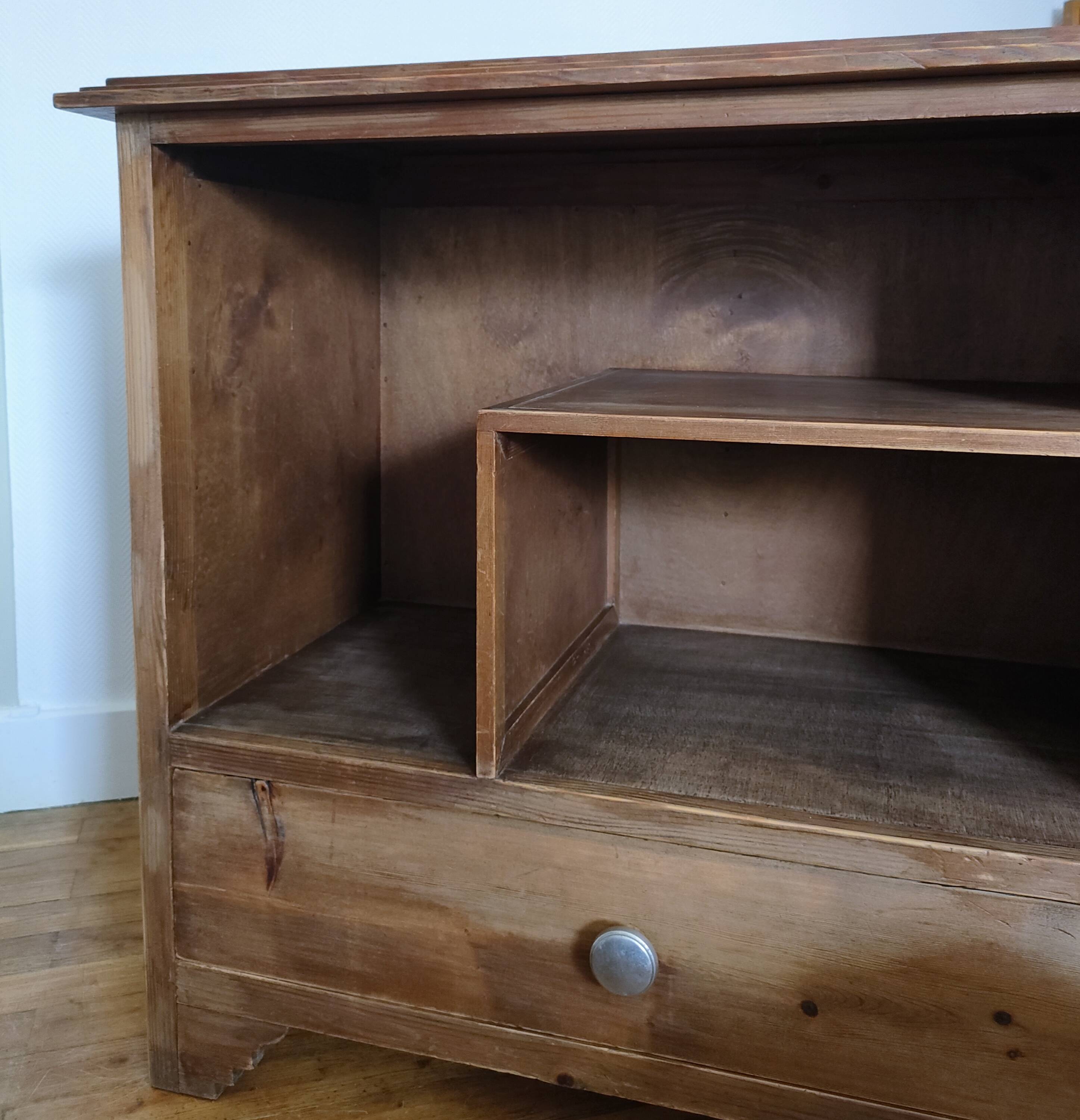 mid-20th century pine drawer shelf