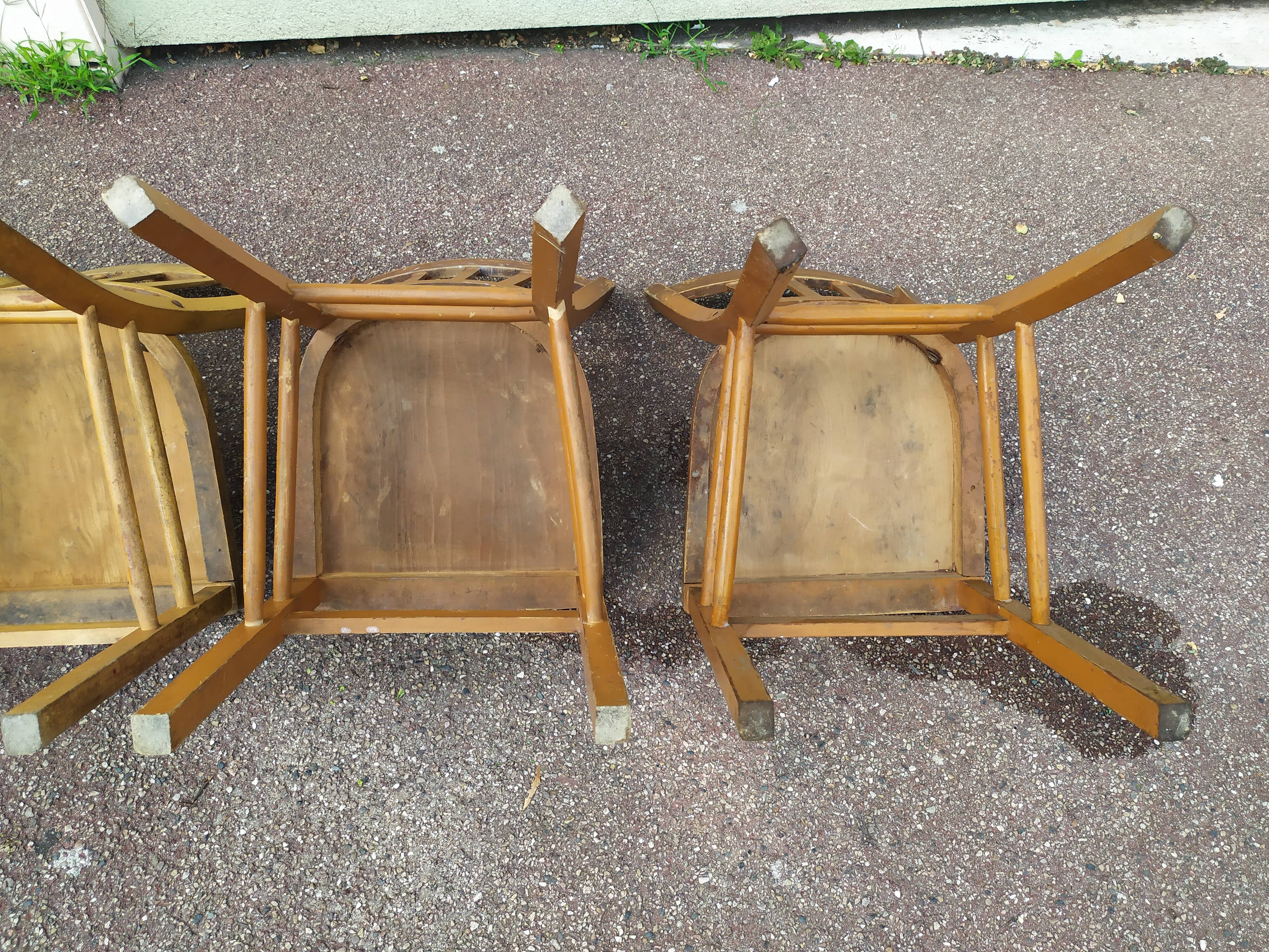 Set of 4 wooden chair bistrot farm