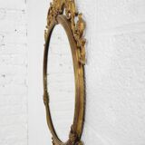 Miroir Médaillon Rond en Laiton, 1950s