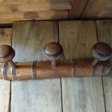 Coat rack wood 3 hooks patinated decoration