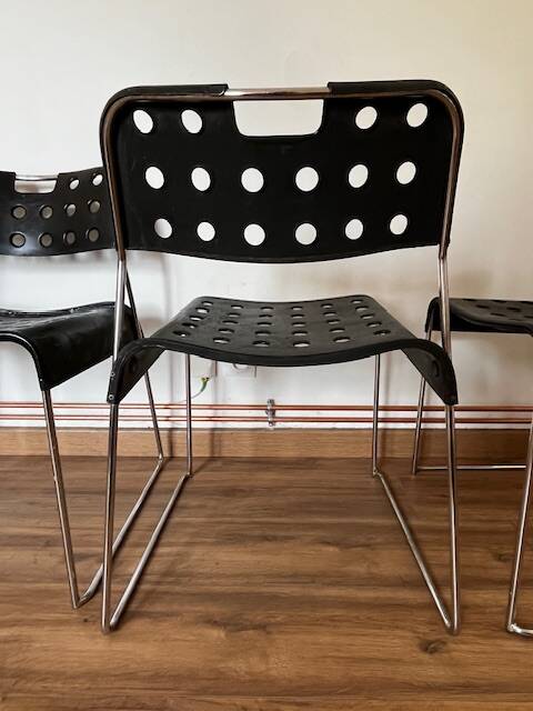 Set of 4 Black Omstak Chairs by Rodney Kinsman for Bieffeplast