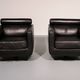 Italian modern leather swivel lounge chair steel by Natuzzi, Italy 1970