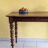 Large walnut desk with turned legs