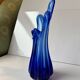 Vintage blue blown glass bud vase