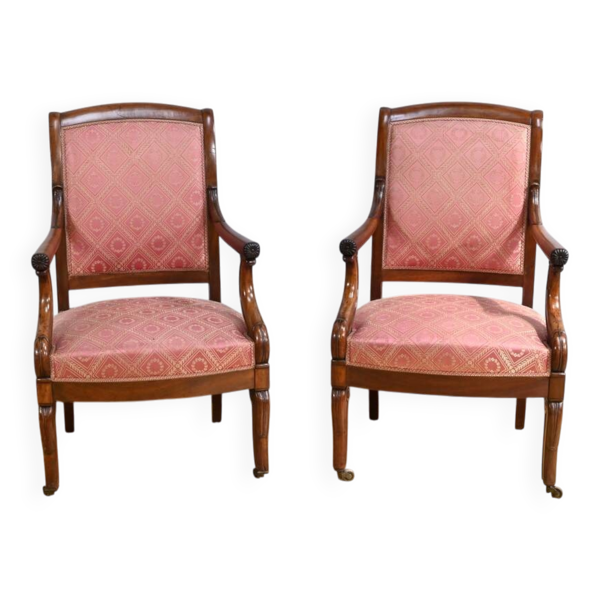 Paire de Fauteuils en Acajou, époque Restauration – Début XIXe