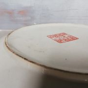 Plate china porcelainE enamelled family pink Lotus + Brand