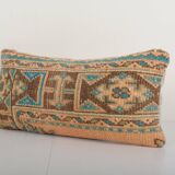 Turkish wool carpet rug cover, handwoven oushak faded pillow, bohemian lumbar, couch aztec pillow 12
