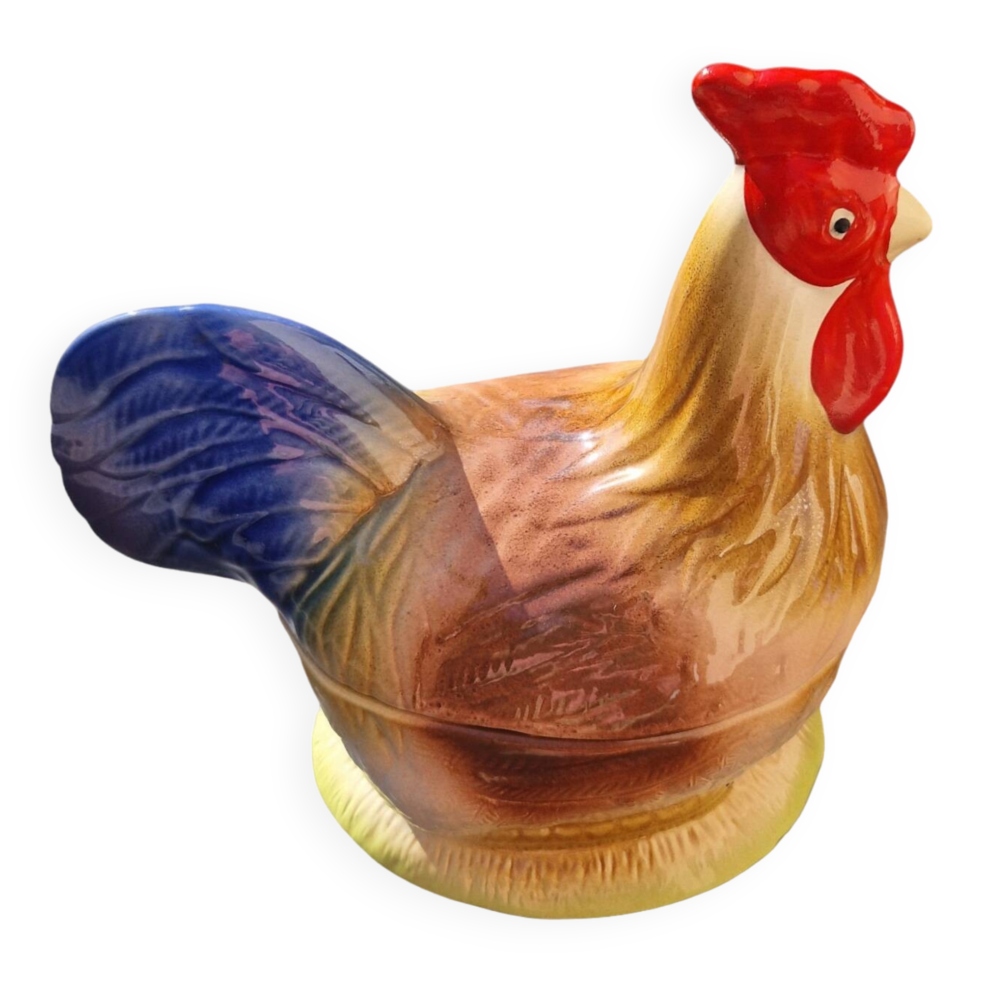 Caugant zoomorphic ceramic terrine with rooster