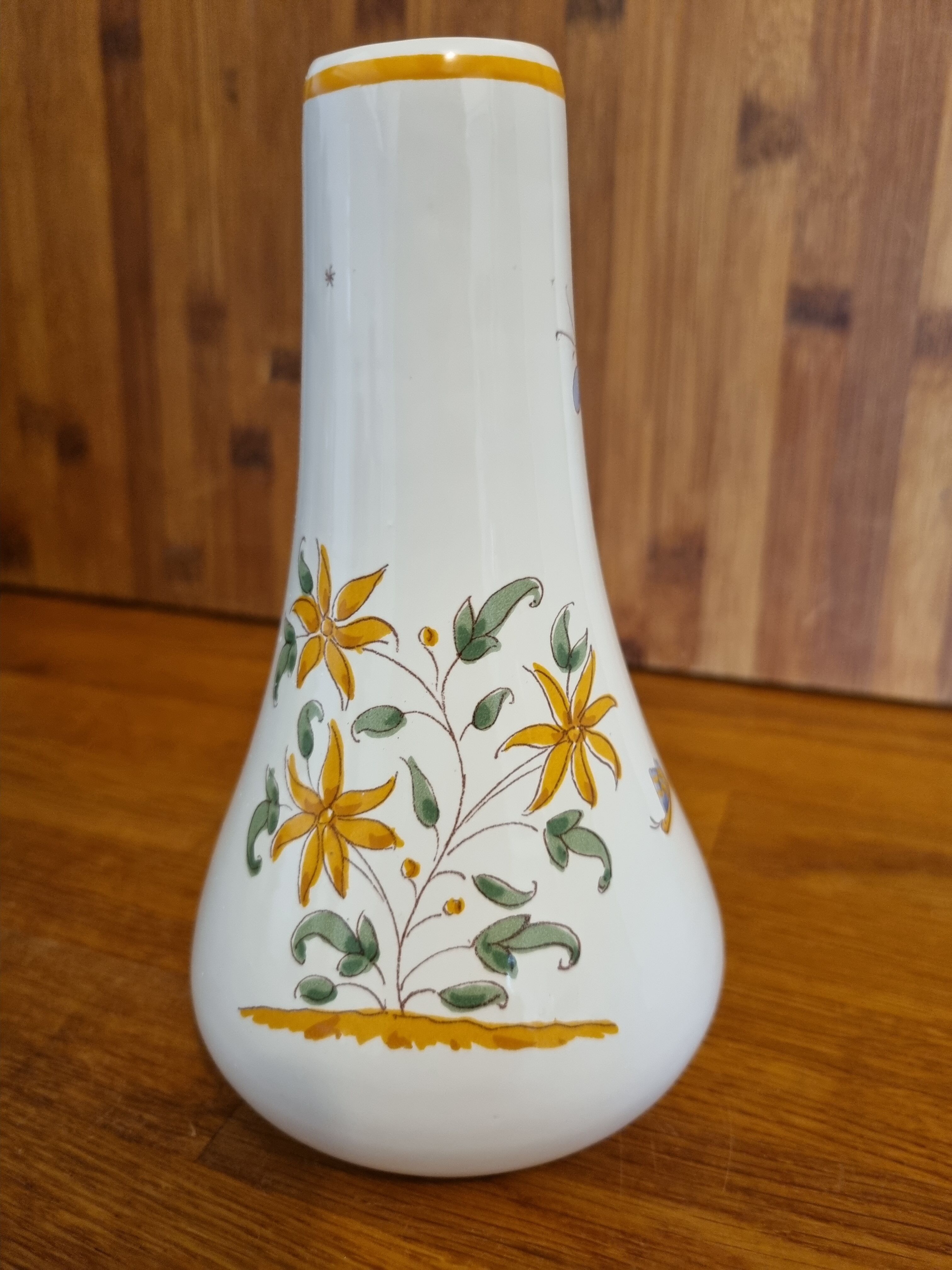 Faience soliflore vase old Moustiers décor