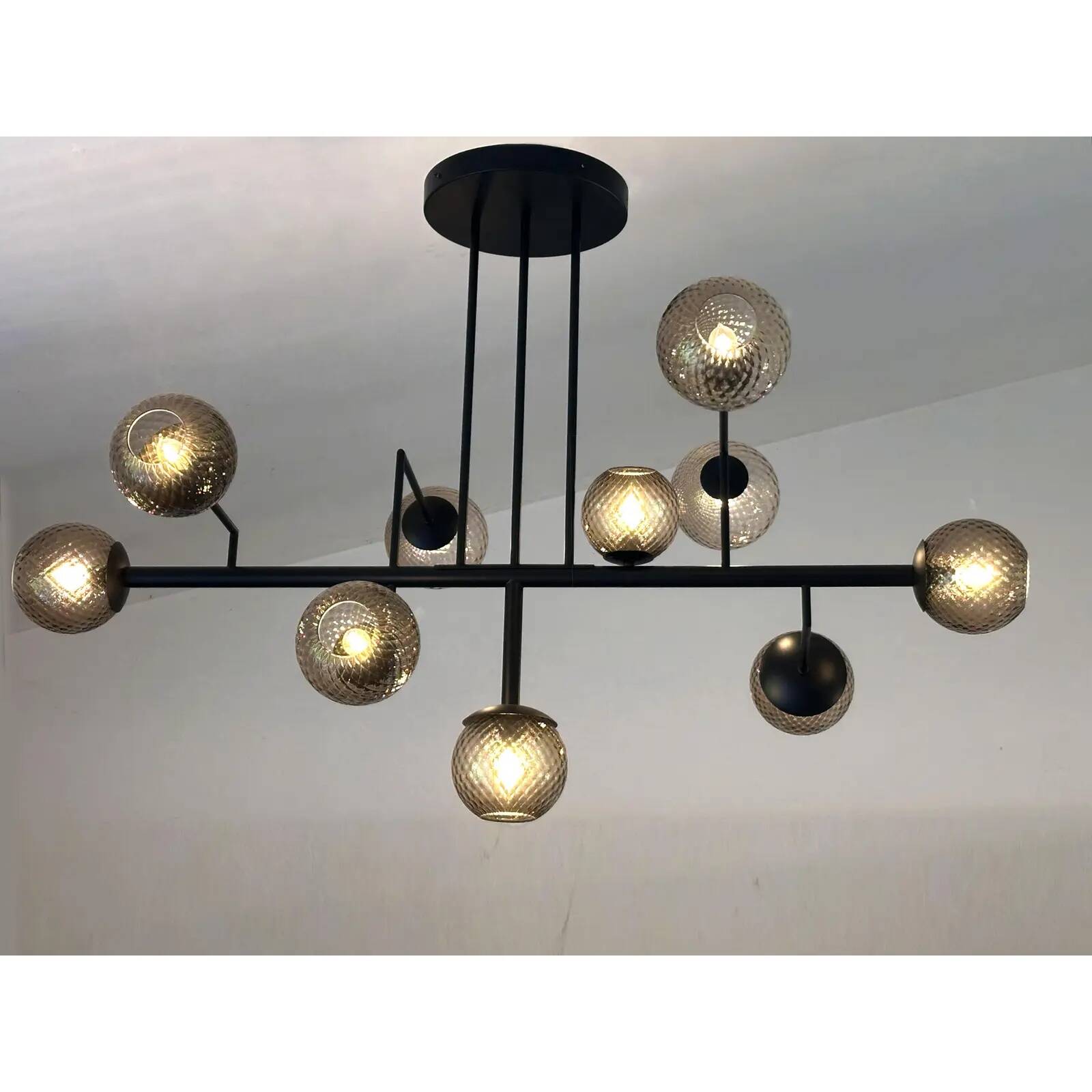 Contemporary Smoked-Fumè "Ballotton" Spheres Attributed to Murano Glass Spu