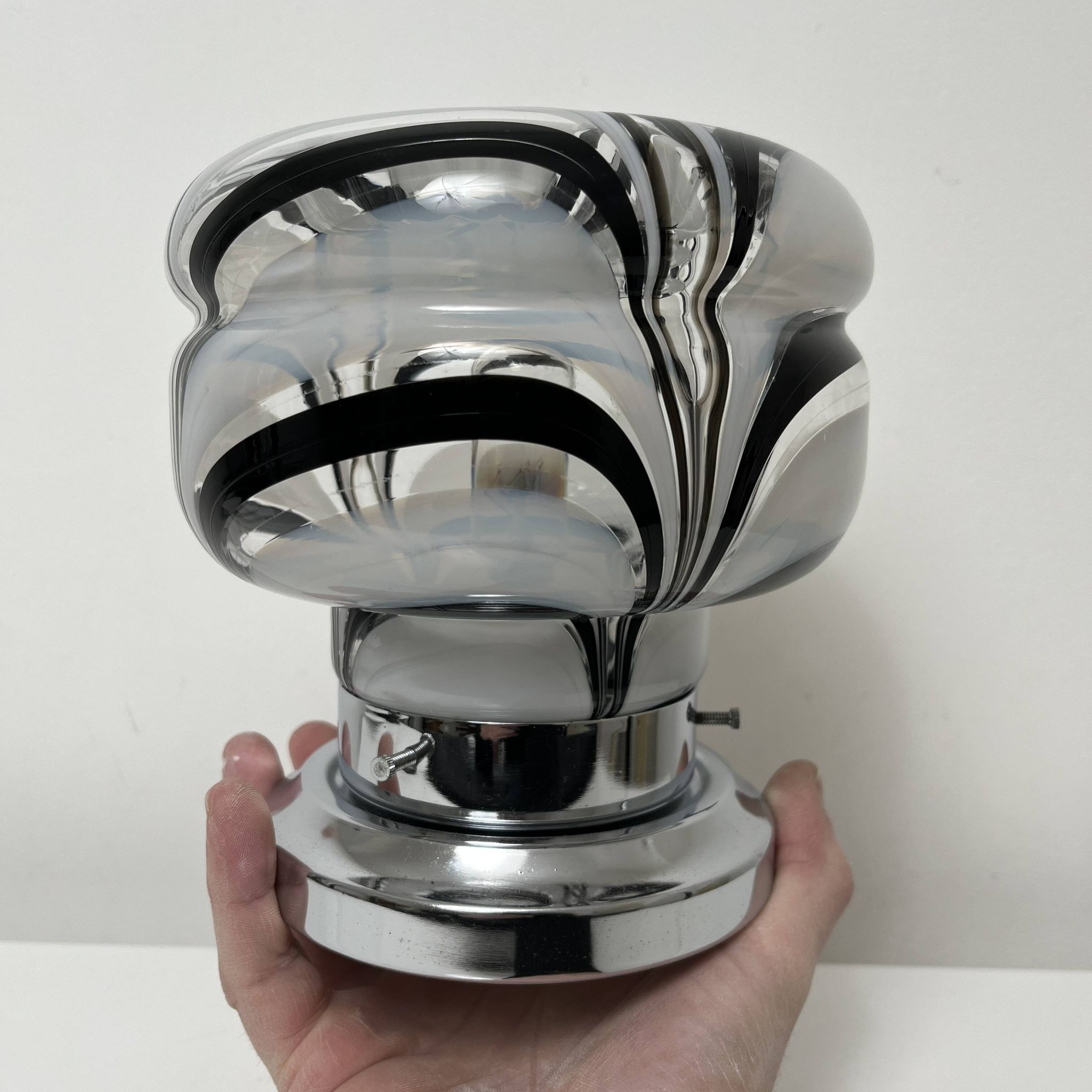 Side lamp Chromed metal and blown glass Murano Italy circa 1970