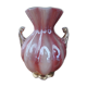 Vase rose pansu anses dorées pied corolle