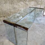 Glass and chrome design desk by Gallotti and Radice 1970