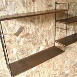 Vintage string wall shelf with 3 supports